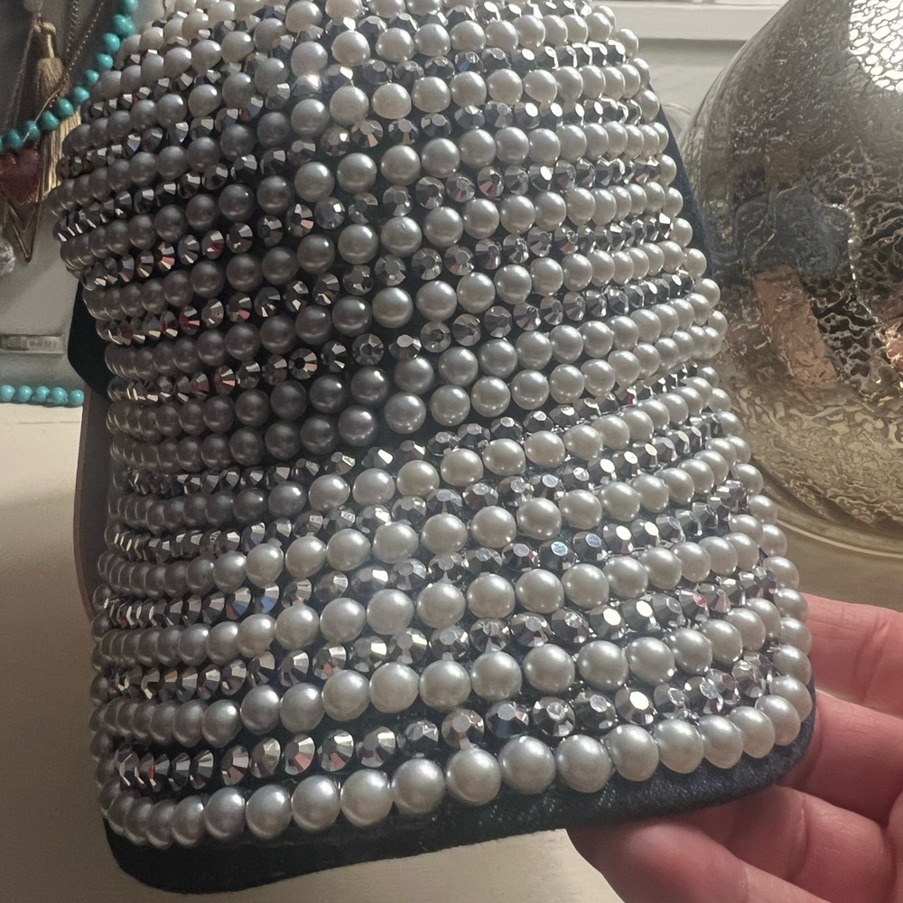 Women’s Blingy Denim Ball Cap- Lots of silver bling and Pearls!